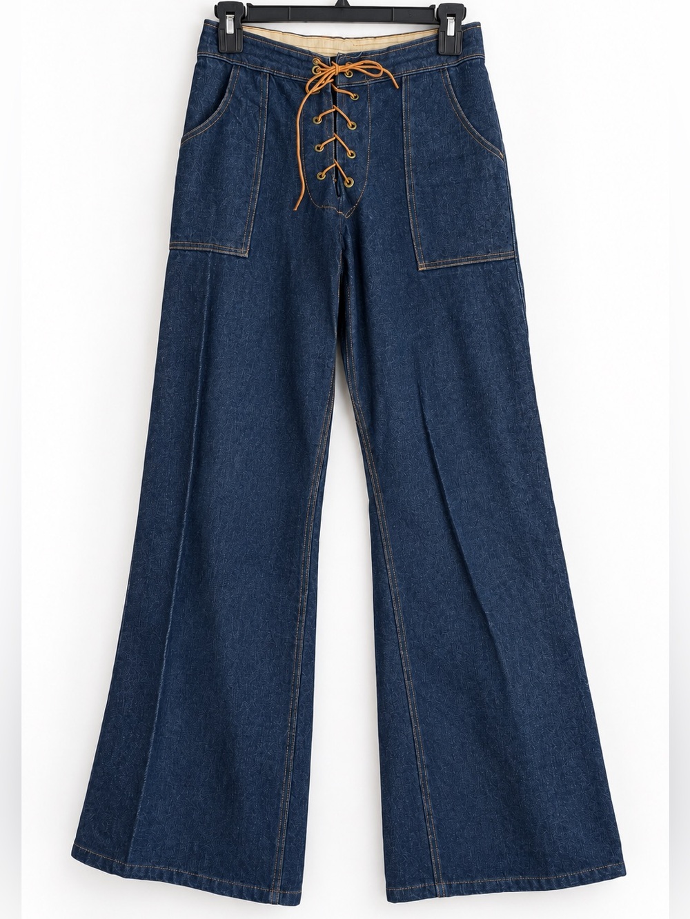 Vintage Century Lace Up Bell Bottom Flare Jeans Dark Wash 8